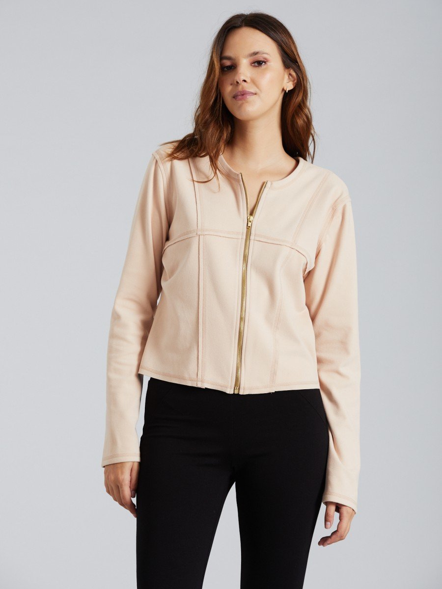 CAMPERA GAMUZADA CON RECORTES