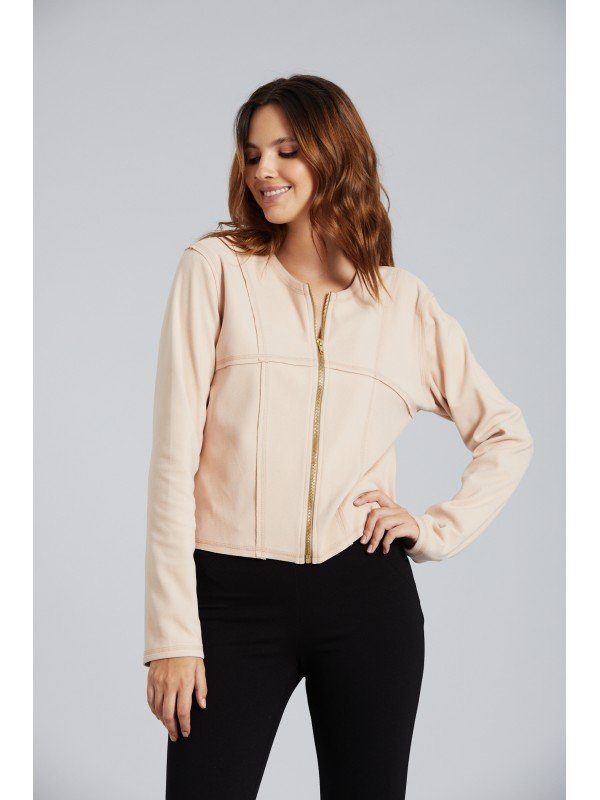 CAMPERA GAMUZADA CON RECORTES