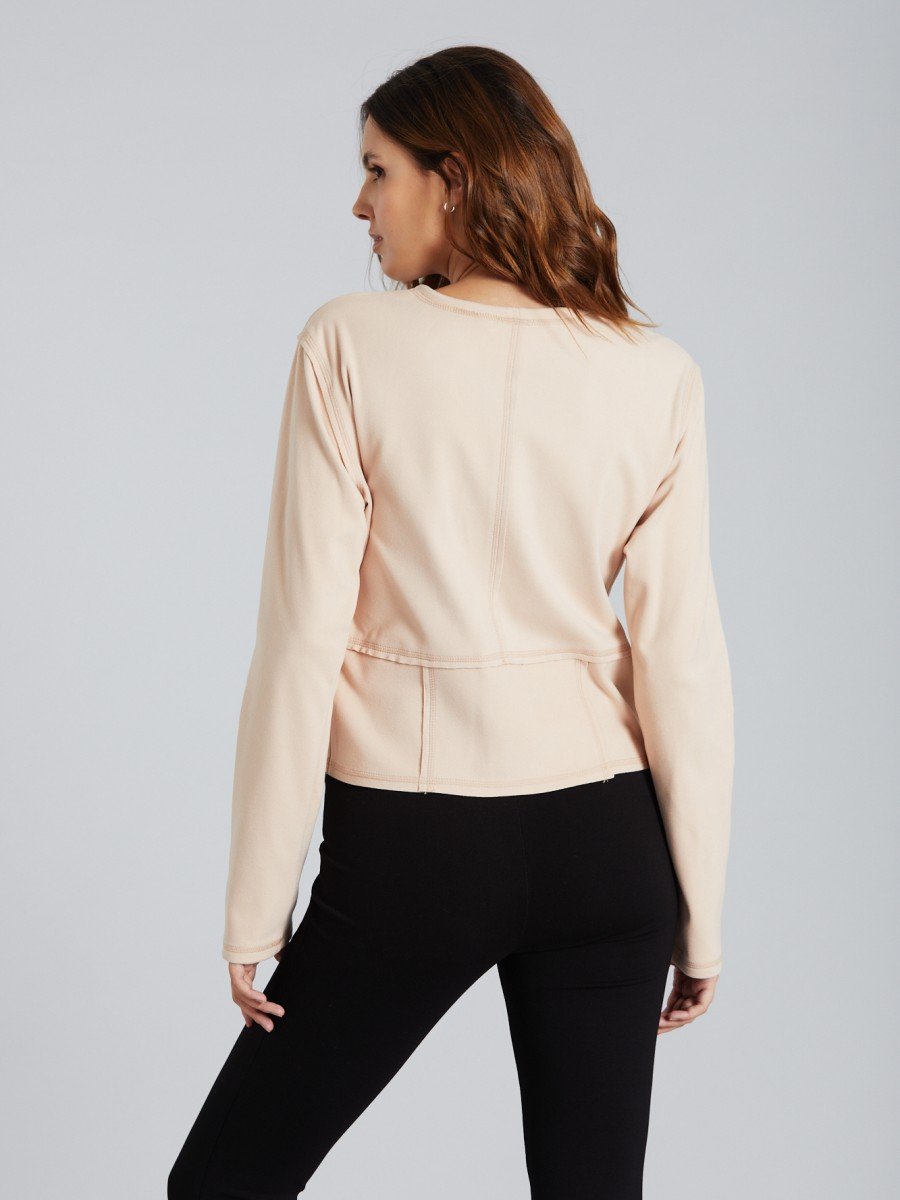 CAMPERA GAMUZADA CON RECORTES