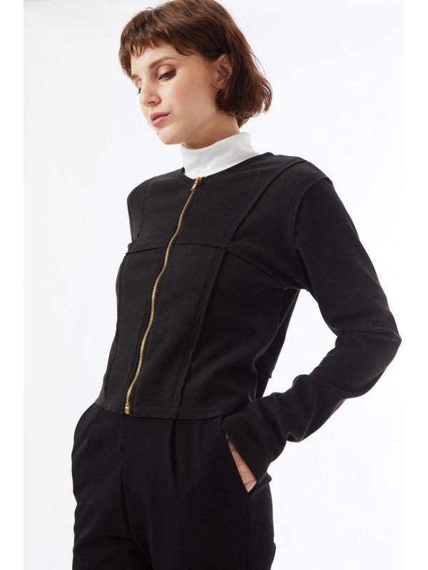 CAMPERA GAMUZADA CON RECORTES