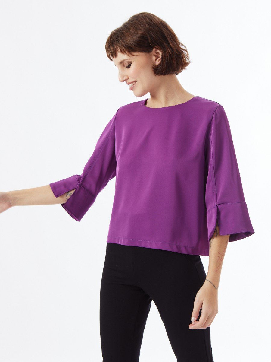 BLUSA MANGA AL CODO ESPALDA ABIERTA