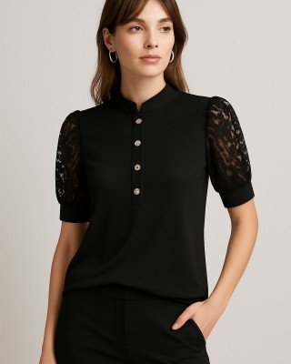 BLUSA MANGAS DE ENCAJE