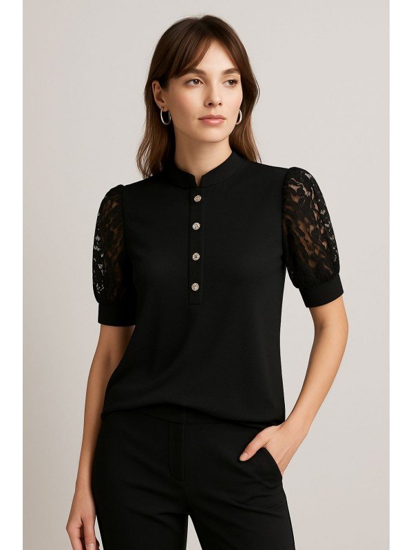 BLUSA MANGAS DE ENCAJE