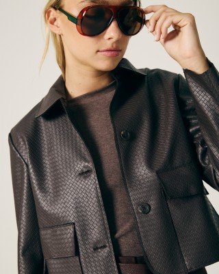 CHAQUETA SIMIL CUERO LABRADO