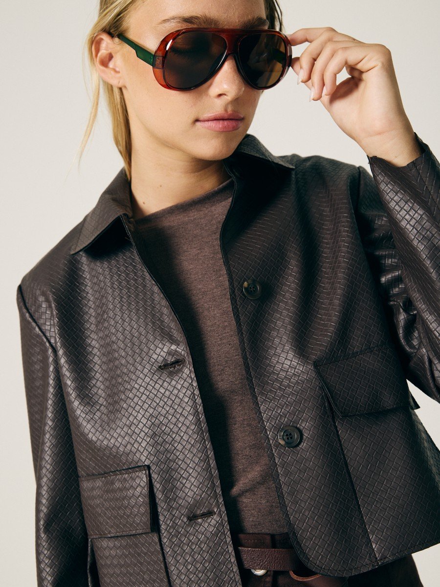 CHAQUETA SIMIL CUERO LABRADO