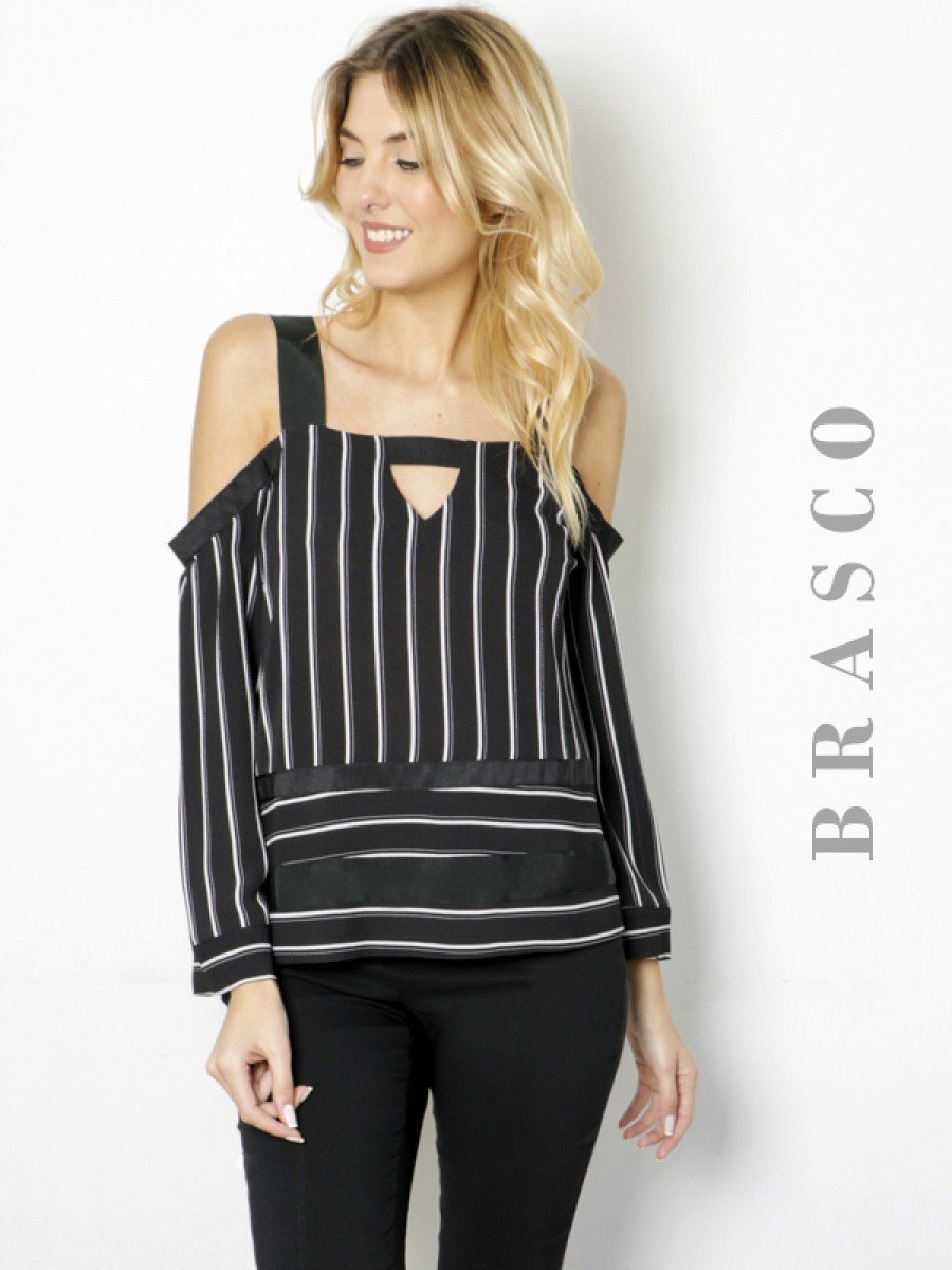 BLUSA RAYADA CON CINTA GROSS