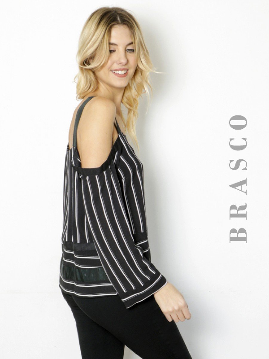 BLUSA RAYADA CON CINTA GROSS