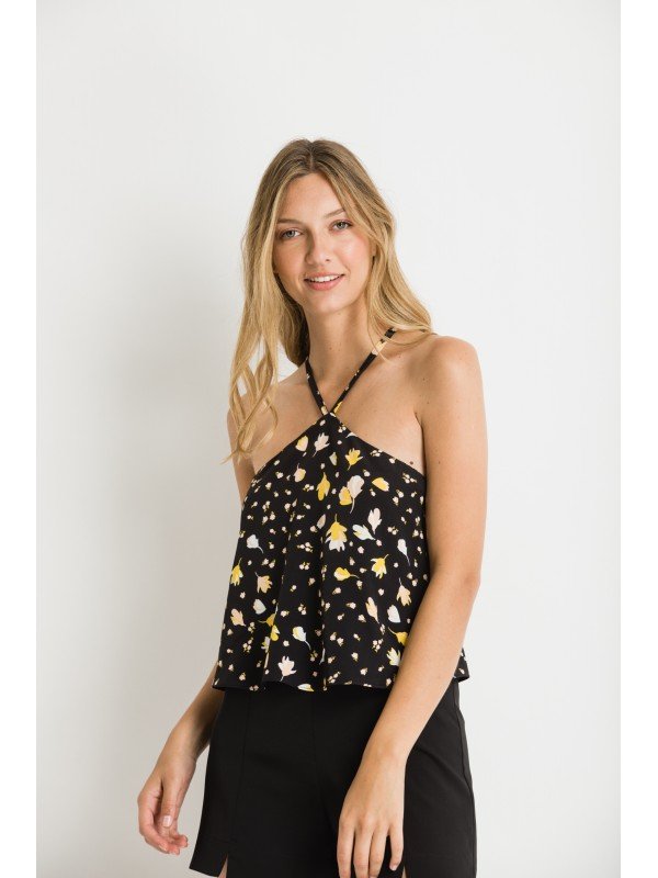 BLUSA  CON TIRAS EN CUELLO