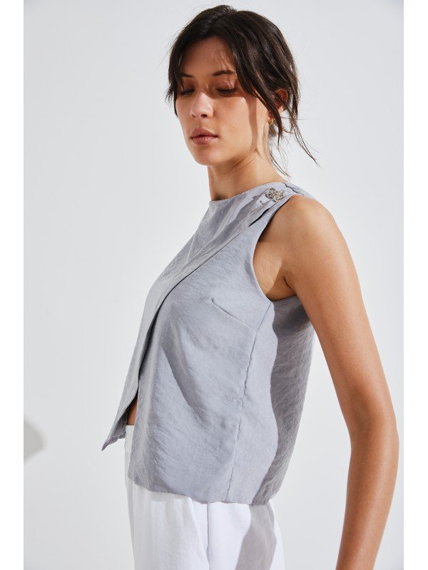 BLUSA DE SEDA CON BOTONES