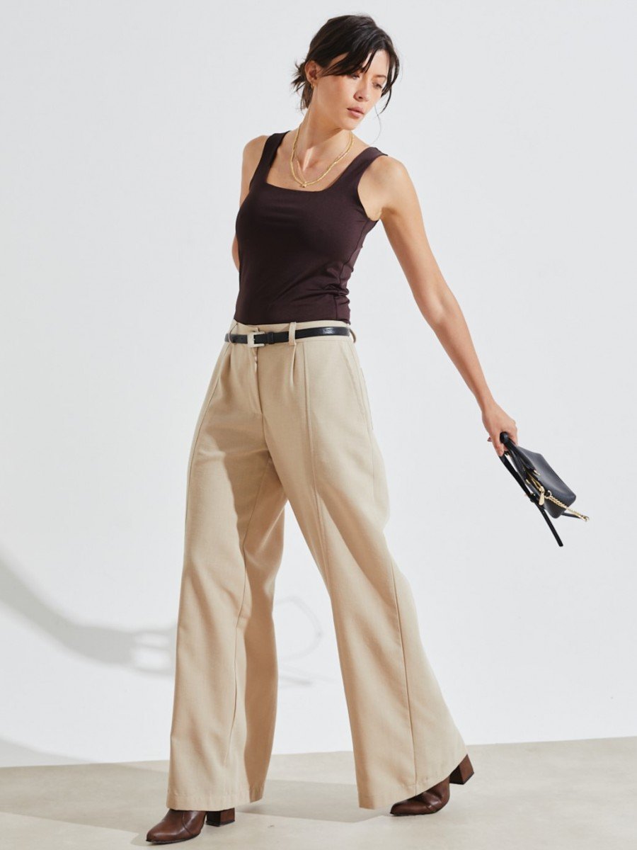PANTALON DE LINO CON RECORTE