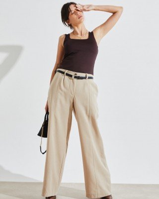 PANTALON DE LINO CON RECORTE