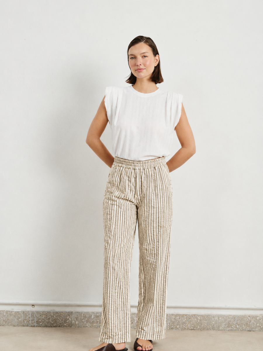 PANTALON RAYADO CON BOLSILLO