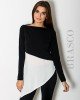 BLUSA DE CREP CON REMERA SUPERPUESTA EN PICO