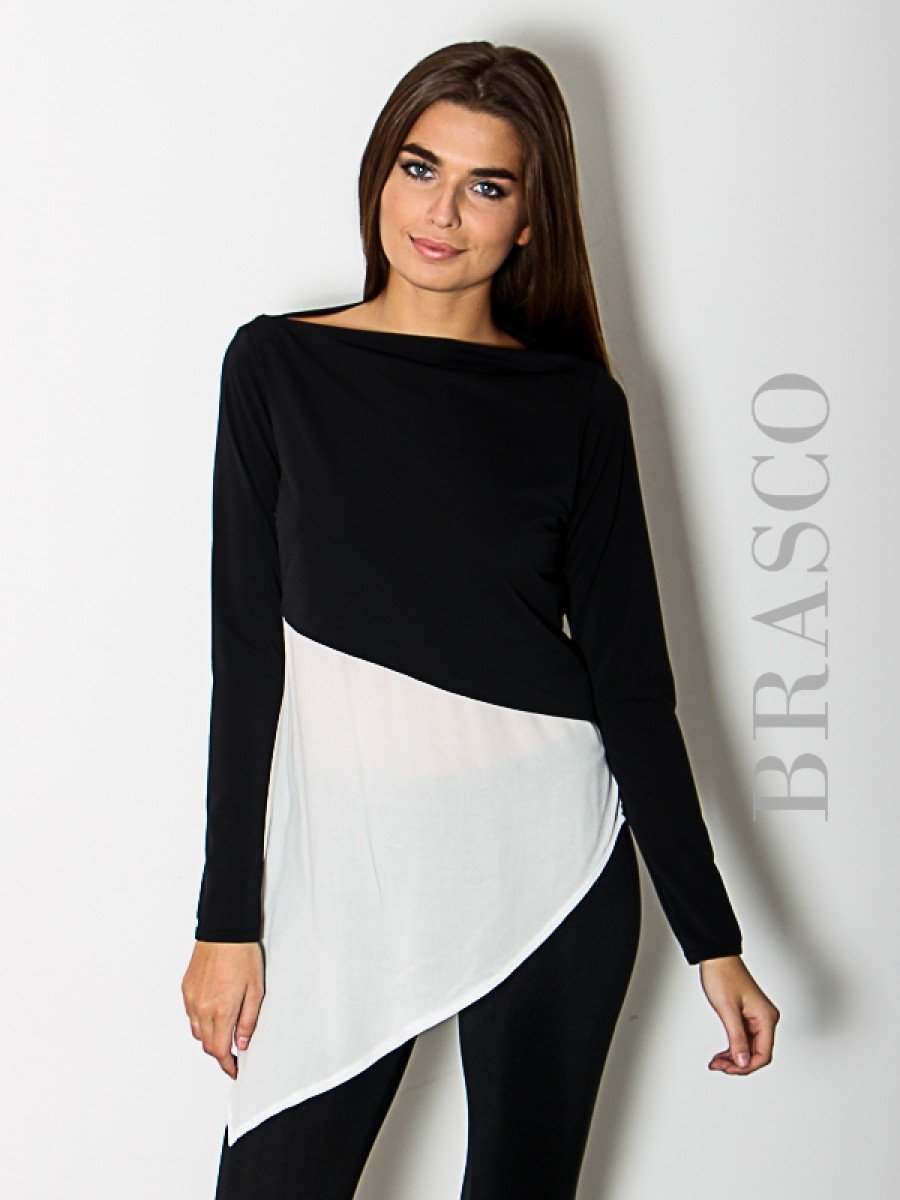 BLUSA DE CREP CON REMERA SUPERPUESTA EN PICO